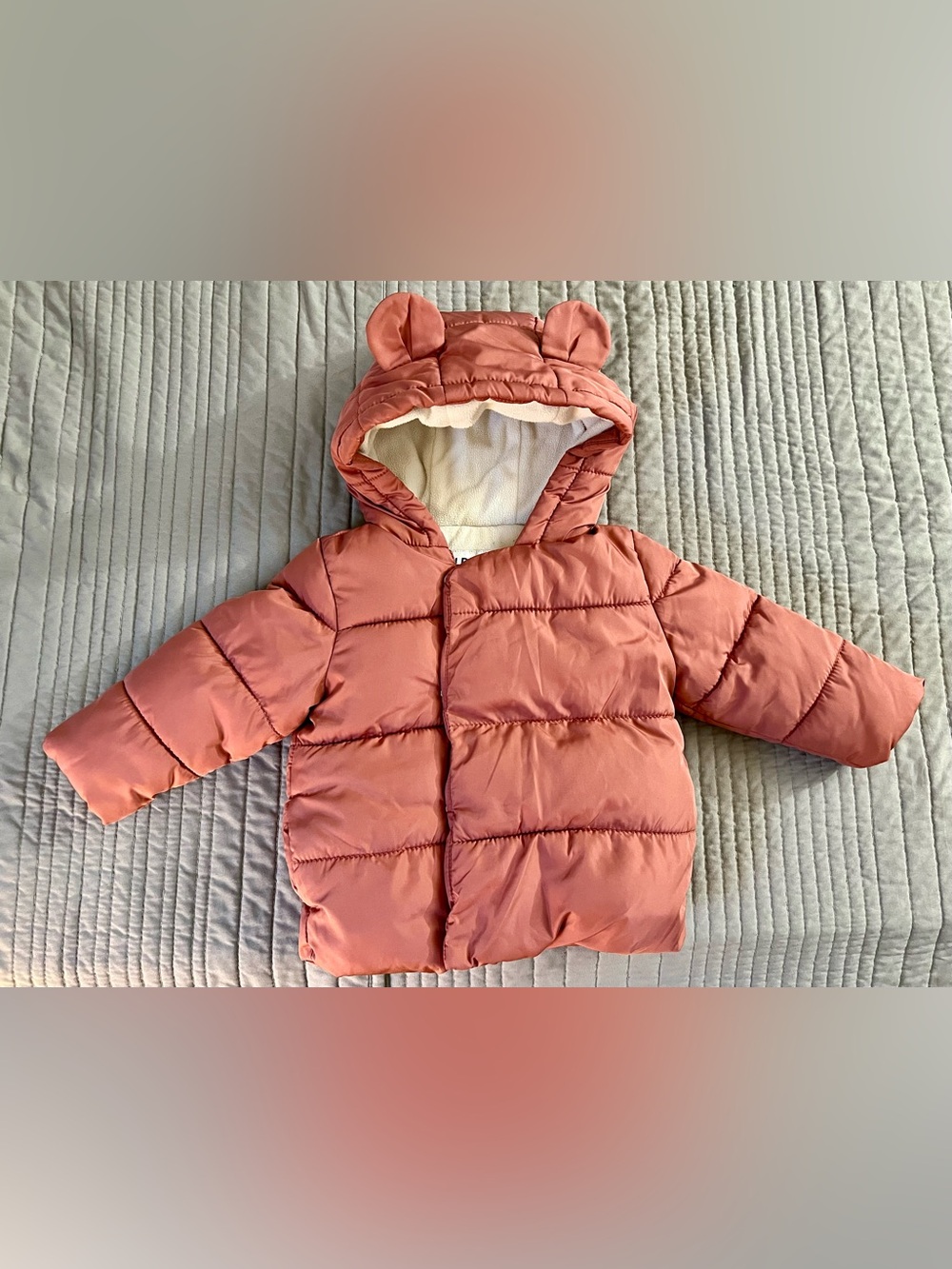 Old Navy Toddler Hooded Puffer Jacket in Dusty Rose 12-18m